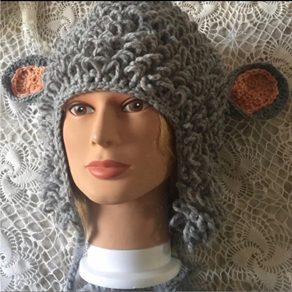 Adorable Gray sheep crochet Hat